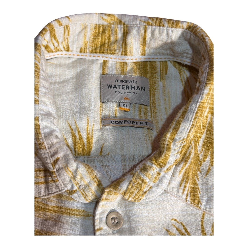 Hawaiian floral palm tree button up casual shirt quicksilver waterman cotton xl - Picture 4 of 7